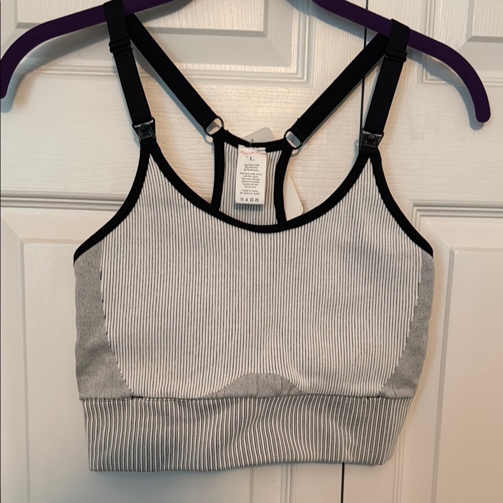 Isabel Maternity by Ingrid & Isabel Black and White Striped Nursing Bra NWT